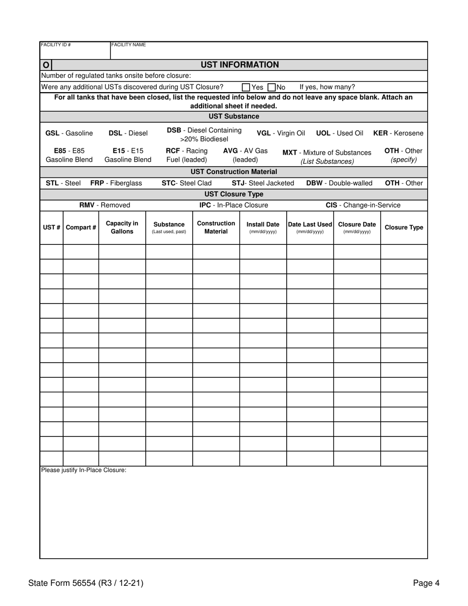 State Form 56554 Underground Storage Tank Systems Closure Report - Indiana, Page 4