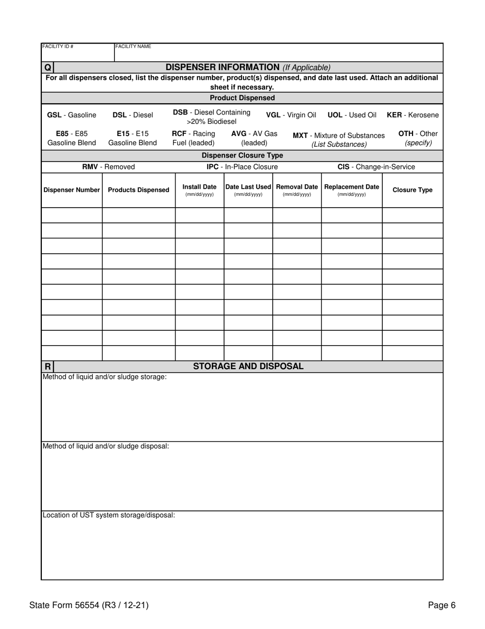 State Form 56554 Underground Storage Tank Systems Closure Report - Indiana, Page 6