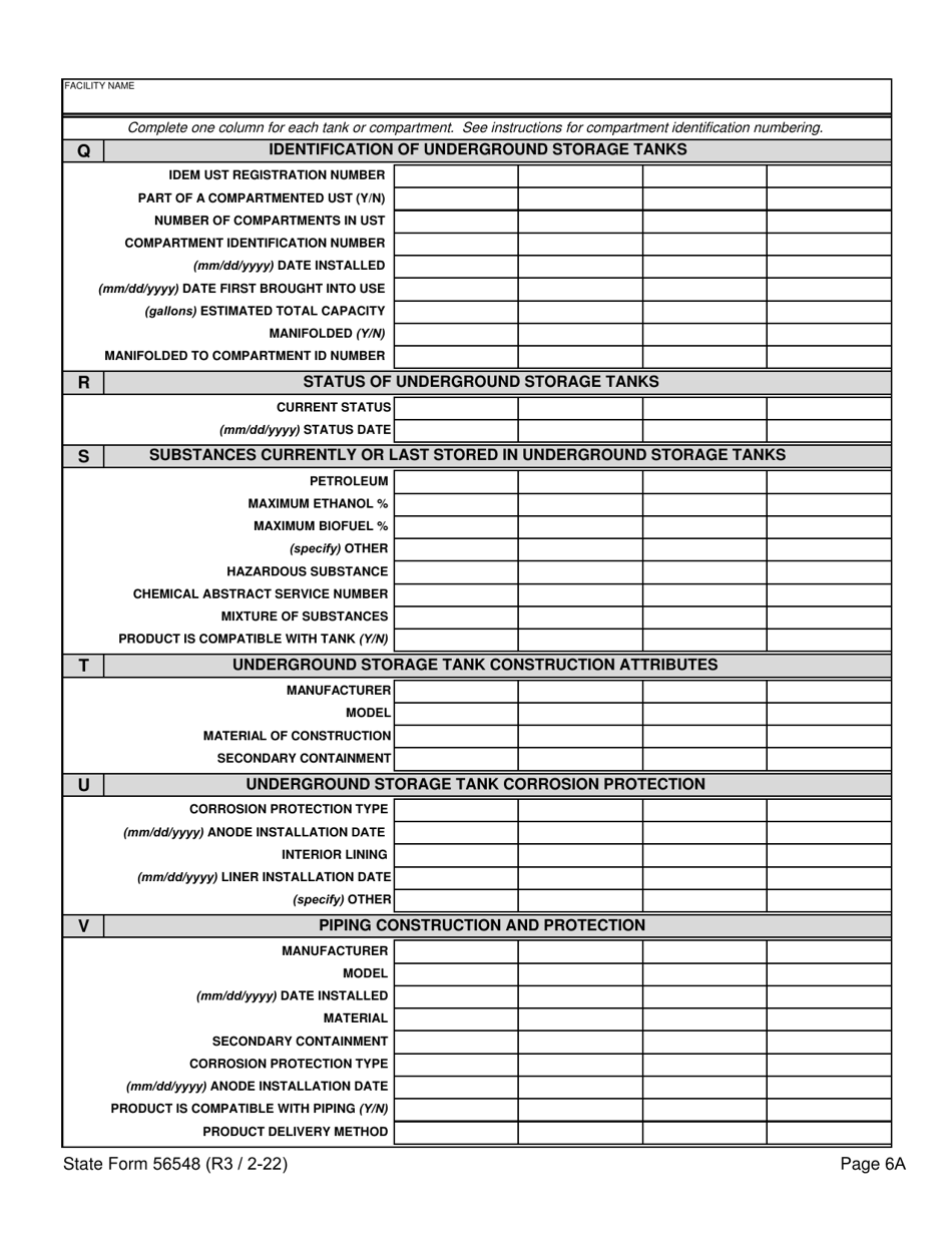 State Form 56548 Initial Registration for Underground Storage Tank Systems - Indiana, Page 6