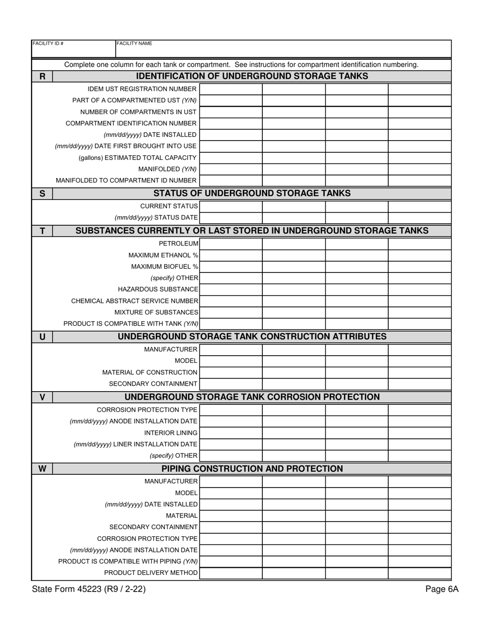State Form 45223 Notification for Underground Storage Tank Systems - Indiana, Page 6