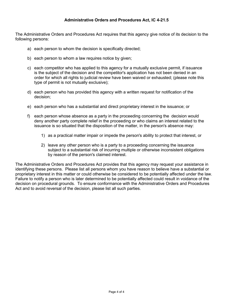 State Form 50399 Application for Septage Management Business Permit - Indiana, Page 4