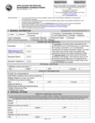 Document preview: State Form 50399 Application for Septage Management Business Permit - Indiana