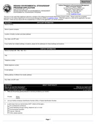 State Form 52772 Indiana Environmental Stewardship Program Application - Indiana
