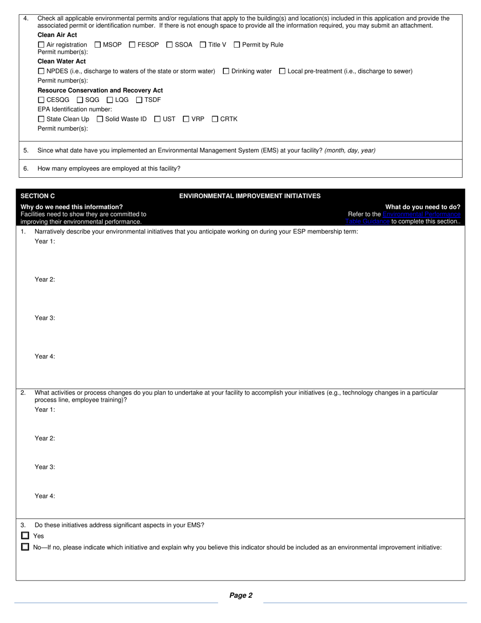 State Form 52772 Indiana Environmental Stewardship Program Application - Indiana, Page 2