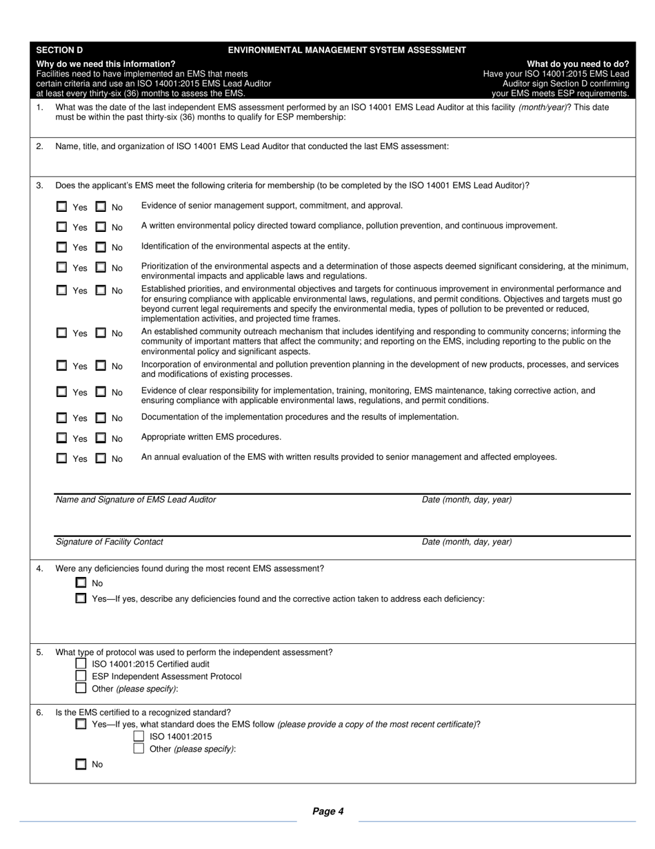 State Form 52772 Indiana Environmental Stewardship Program Application - Indiana, Page 4