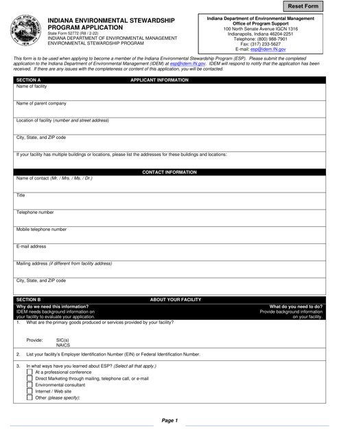 State Form 52772  Printable Pdf