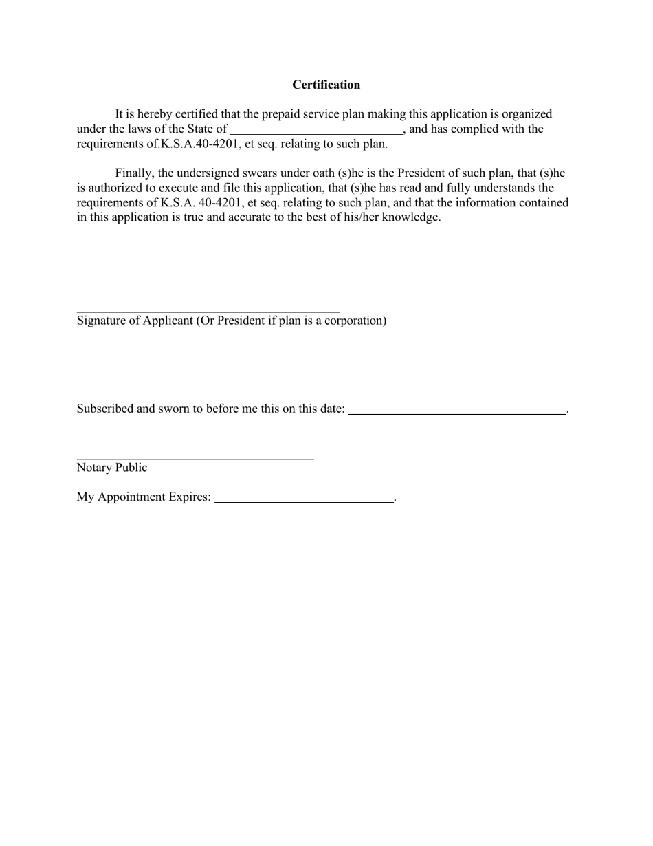 Application for New or Renewal Certificate of Registration - Prepaid Legal of Dental Service Plans - Kansas, Page 5