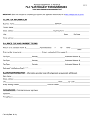 Document preview: Form CM-16 Pay Plan Request for Businesses - Kansas