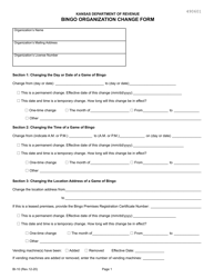Document preview: Form BI-10 Bingo Organization Change Form - Kansas
