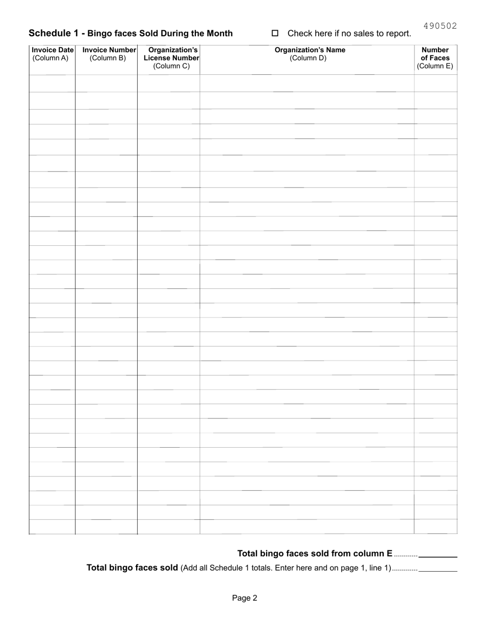 Form BI-4 Bingo Distributors Monthly Tax Return - Kansas, Page 2