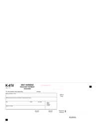 Document preview: Form K-41V Kansas Fiduciary Payment Voucher - Kansas, 2021