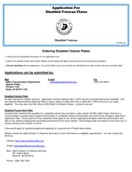 Form ITD3397 Disabled Veteran Plates Application - Idaho, Page 2