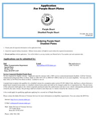 Form ITD3398 Purple Heart Plates Application - Idaho, Page 2