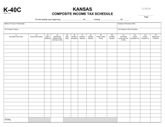 Document preview: Schedule K-40C Kansas Composite Income Tax Schedule - Kansas