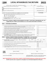 Form 200 Local Intangibles Tax Return - Kansas