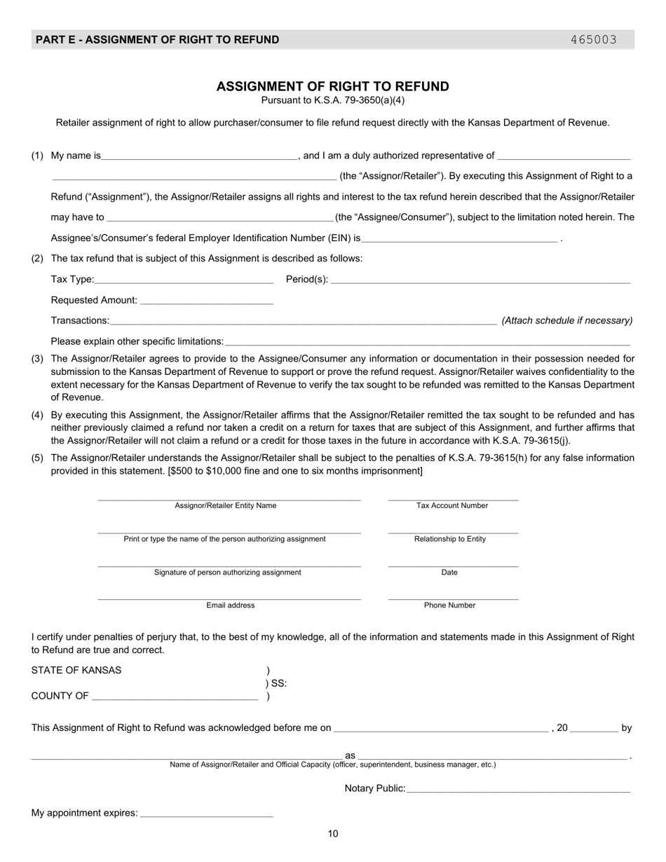 Form ST-21 Sales and Use Tax Refund Application - Kansas, Page 10