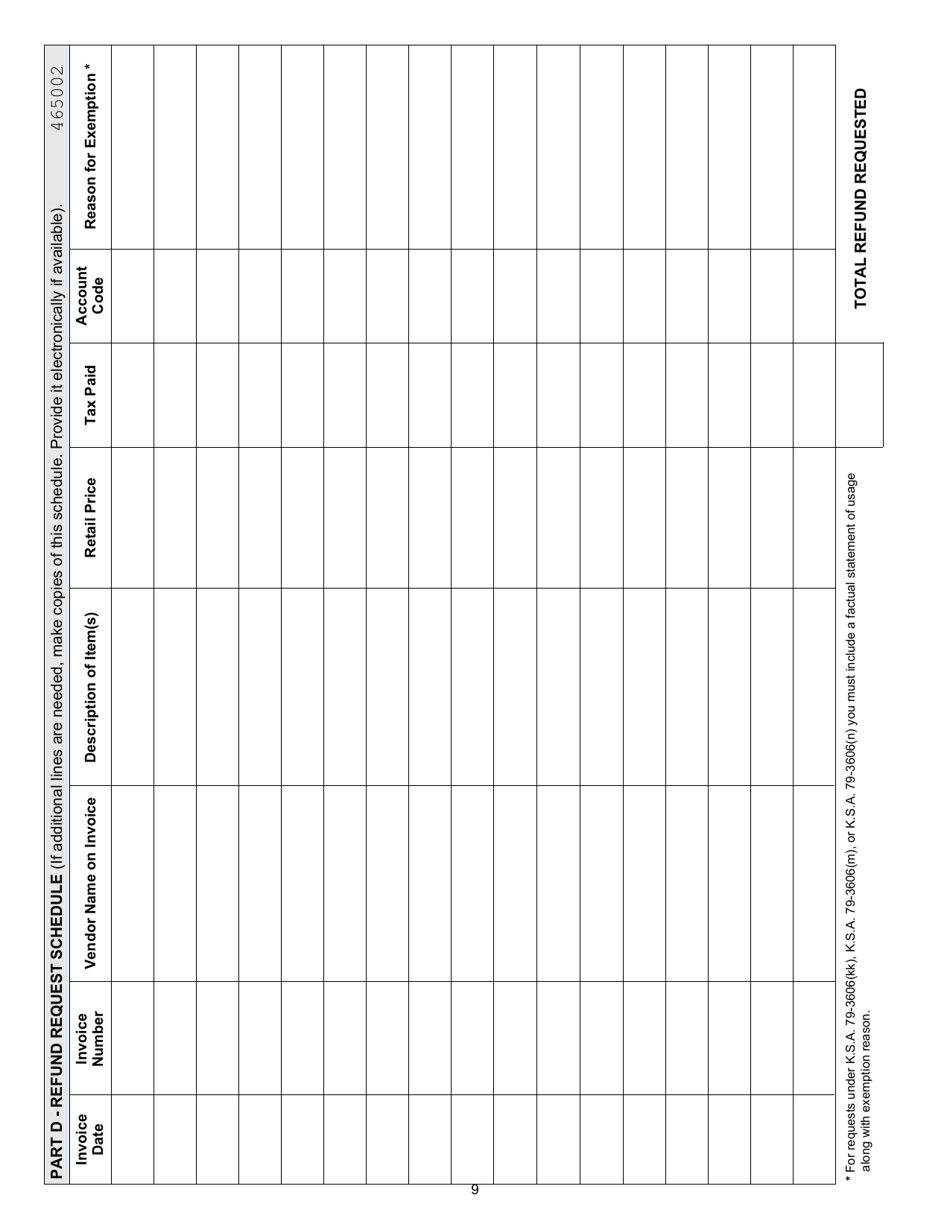 Form ST-21 Sales and Use Tax Refund Application - Kansas, Page 9