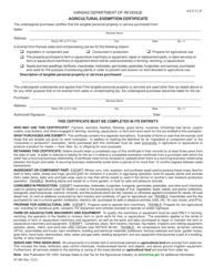 Document preview: Form ST-28F Agricultural Exemption Certificate - Kansas