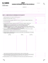 Schedule K-120EX Kansas Expensing Deduction Schedule - Kansas