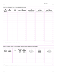 Schedule K-120EX Kansas Expensing Deduction Schedule - Kansas, Page 2