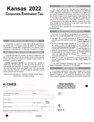 Document preview: Form K-120ES Kansas Corporate Estimated Income Tax Voucher - Kansas, 2022