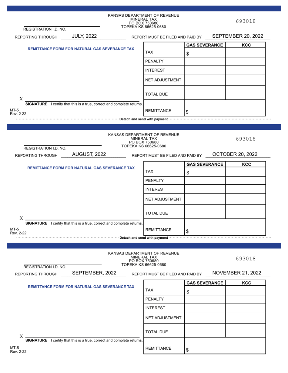 Form MT-5 Mineral Tax Return - Gas Severance - Kansas, Page 4