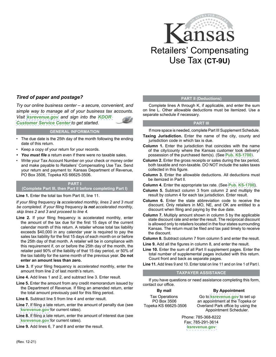 Form CT9U Download Fillable PDF or Fill Online Retailers' Compensating