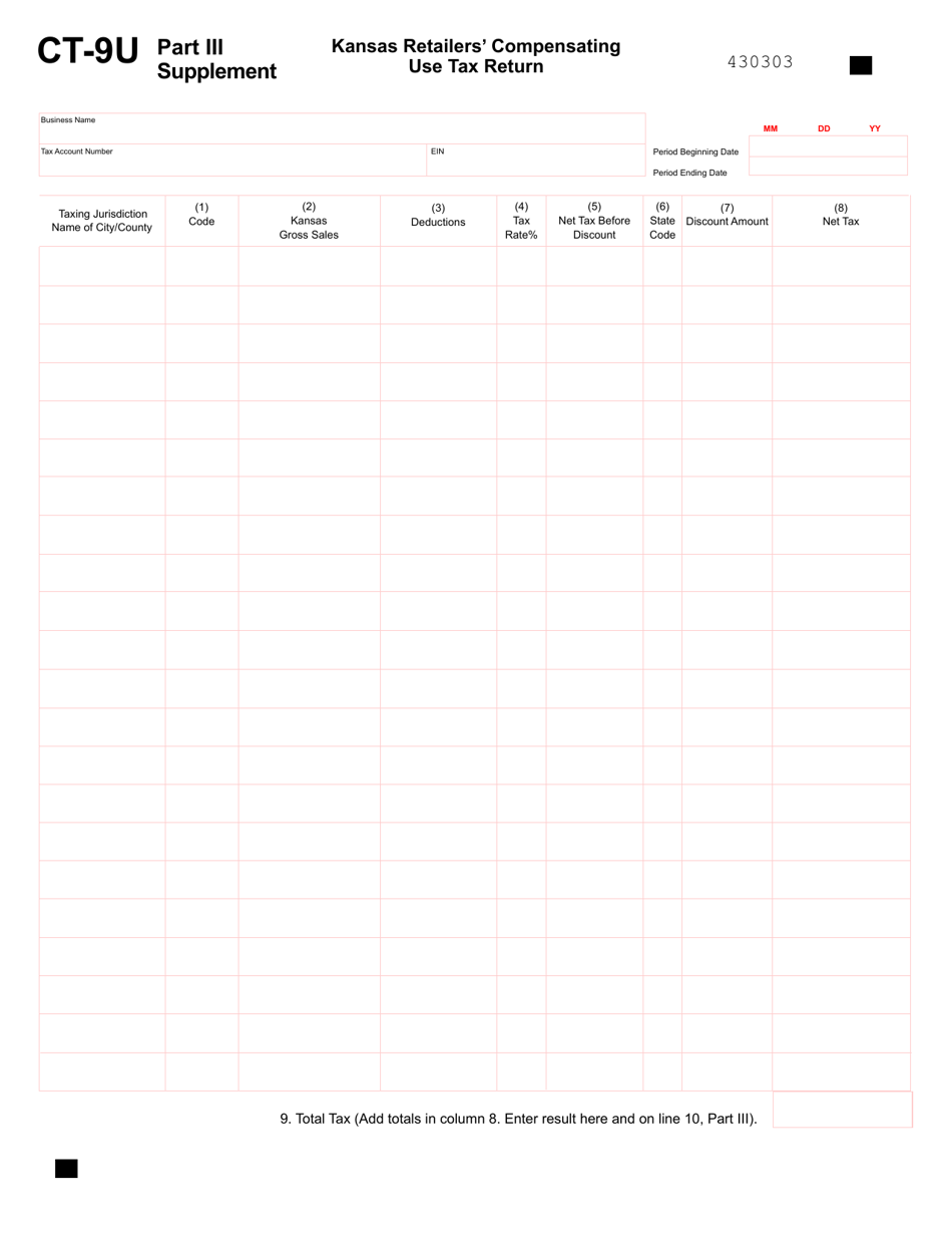 Form CT-9U Retailers Compensating Use Tax Return - Kansas, Page 5