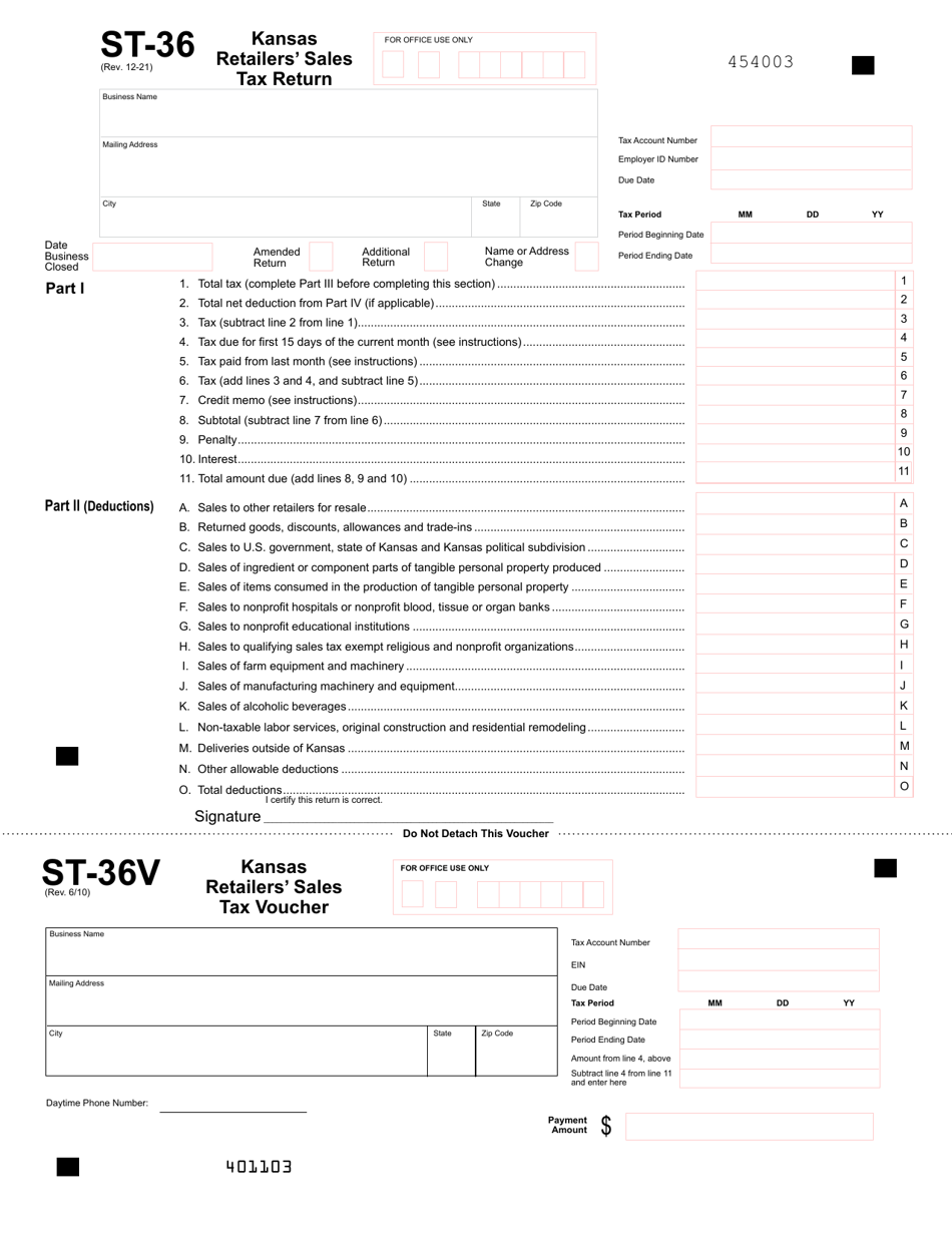Form ST36 Fill Out, Sign Online and Download Fillable PDF, Kansas