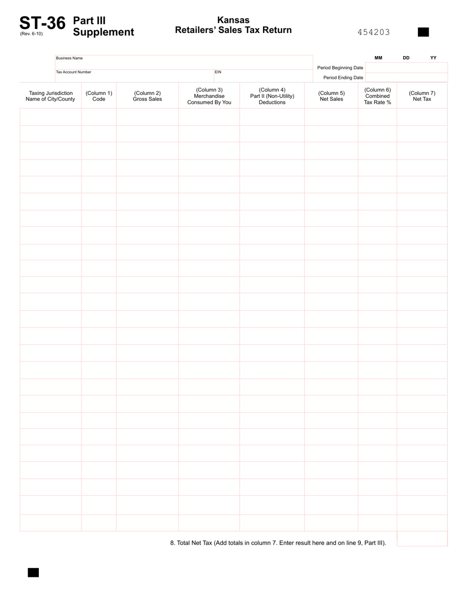 Form ST-36 Kansas Retailers Sales Tax Return - Kansas, Page 5