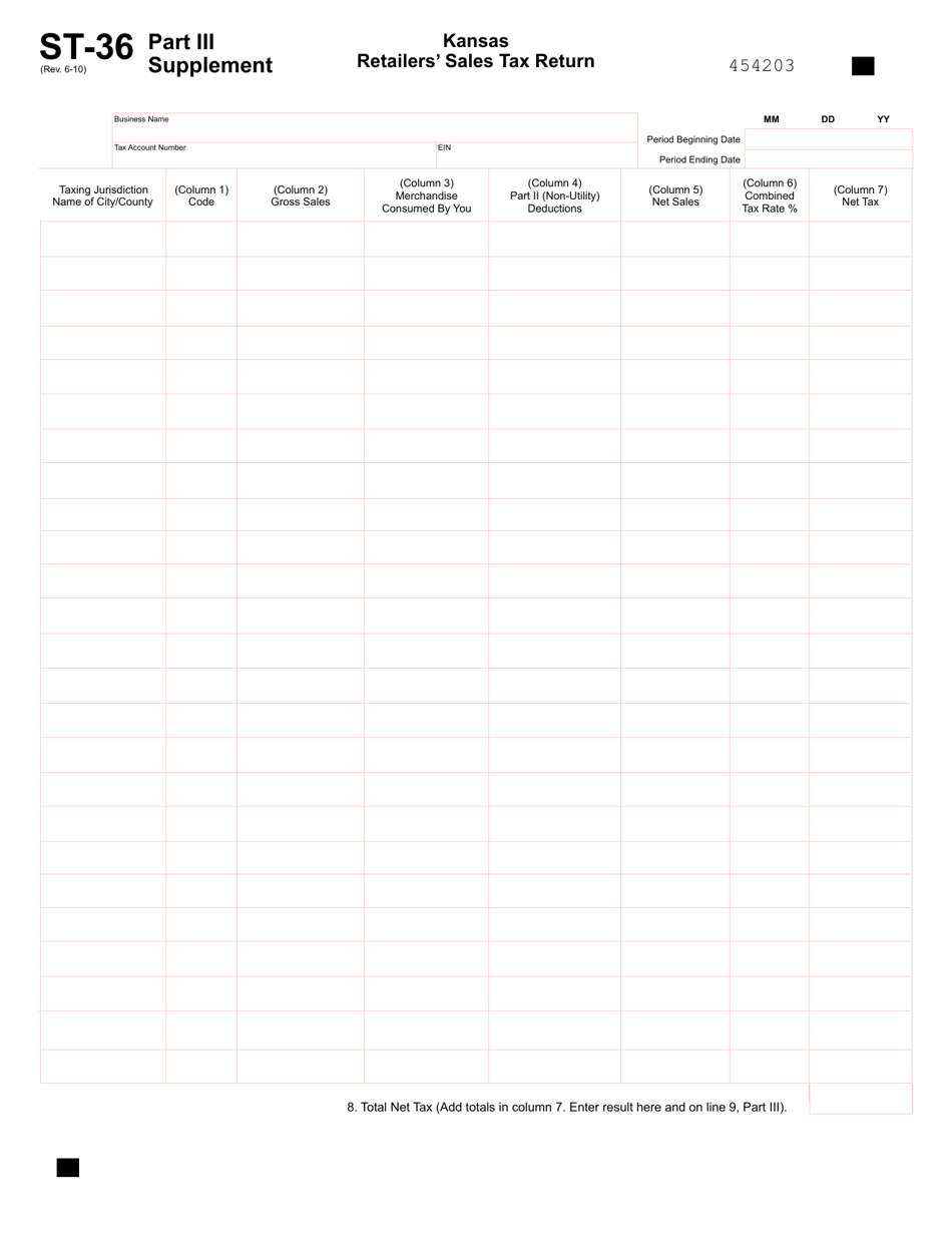 Form ST-36 Kansas Retailers Sales Tax Return - Kansas, Page 6