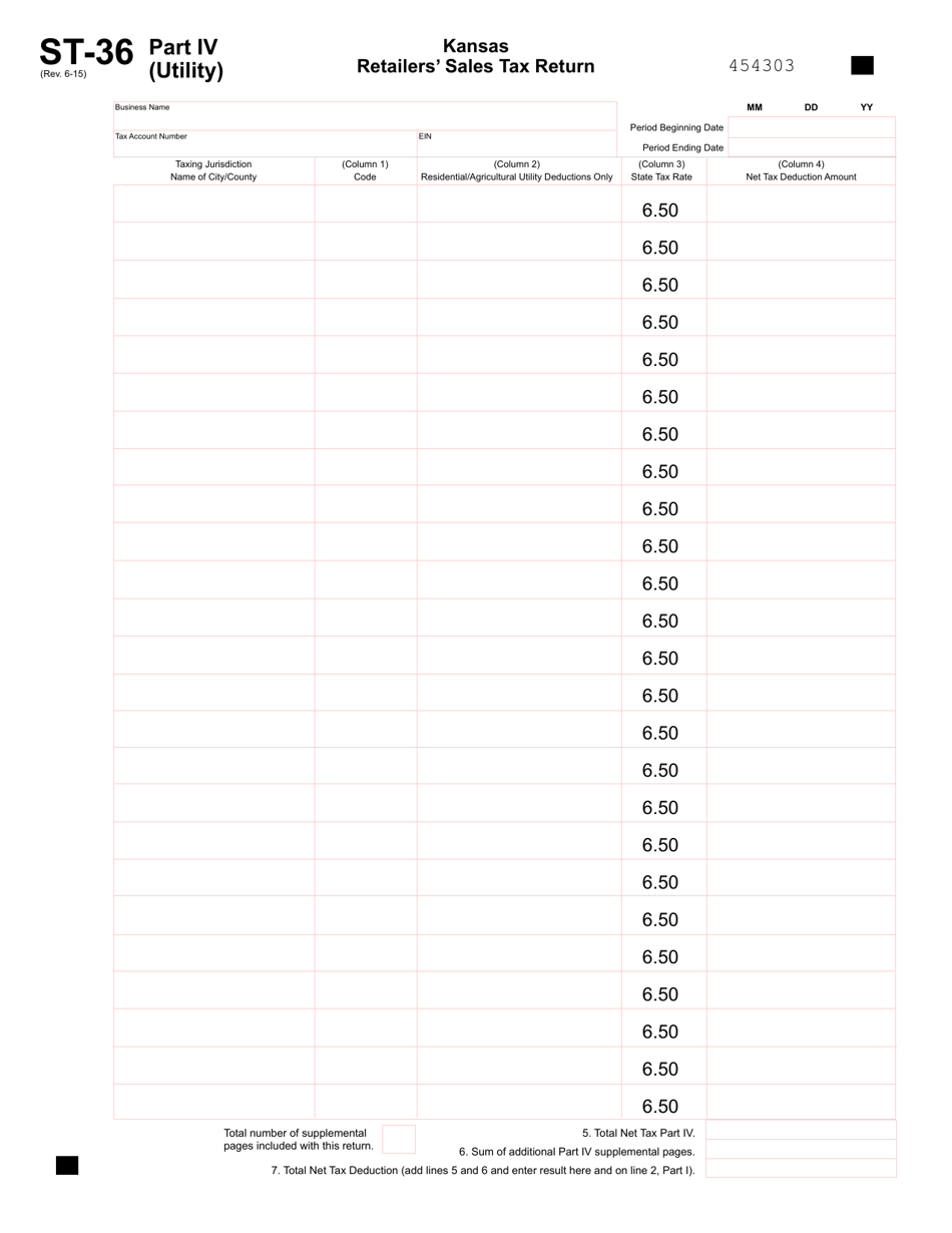 Form ST-36 Kansas Retailers Sales Tax Return - Kansas, Page 7