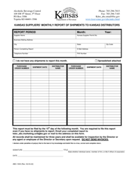Form ABC-1003 Kansas Suppliers' Monthly Report of Shipments to Kansas Distributors - Kansas