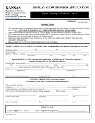 Document preview: Form SB-33A Display Show Sponsor Application - Kansas