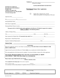 Document preview: Form SB-33B Participant Display Show Application - Kansas