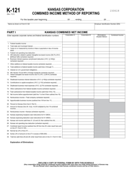 Document preview: Form K-121 Kansas Corporation Combined Income Method of Reporting - Kansas