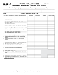Document preview: Schedule K-121S Kansas Small Business Combined Income Method of Reporting - Kansas
