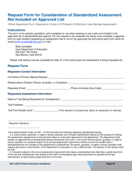 Document preview: Request Form for Consideration of Standardized Assessment Not Included on Approved List - Iowa