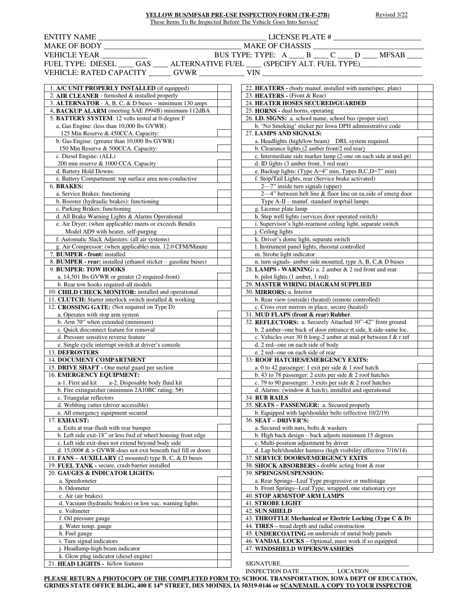 Form TR-F-27B - Fill Out, Sign Online and Download Printable PDF, Iowa ...