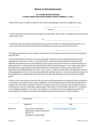 DNR Form 542-8115 Notice of Discontinuation of a Storm Water Discharge Covered Under Iowa Npdes General Permit Numbers 1, 2, or 3 - Iowa