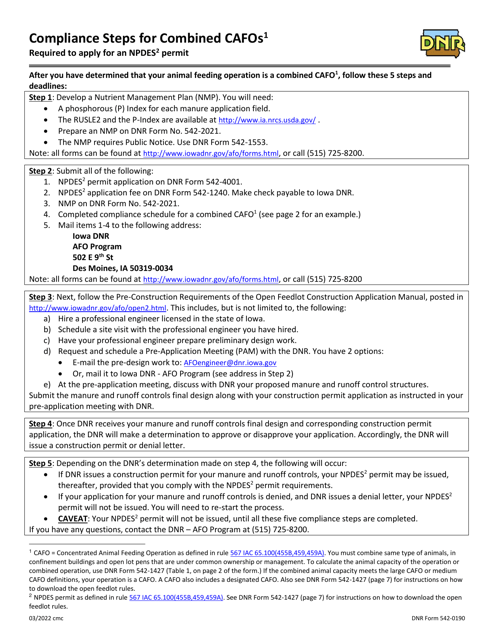 DNR Form 542-0190  Printable Pdf