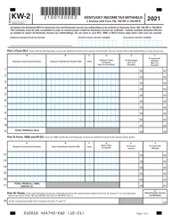 Document preview: Schedule KW-2 Kentucky Income Tax Withheld - Kentucky, 2021