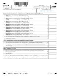 Document preview: Form 461-K Kentucky Education Tuition Tax Credit - Kentucky, 2021