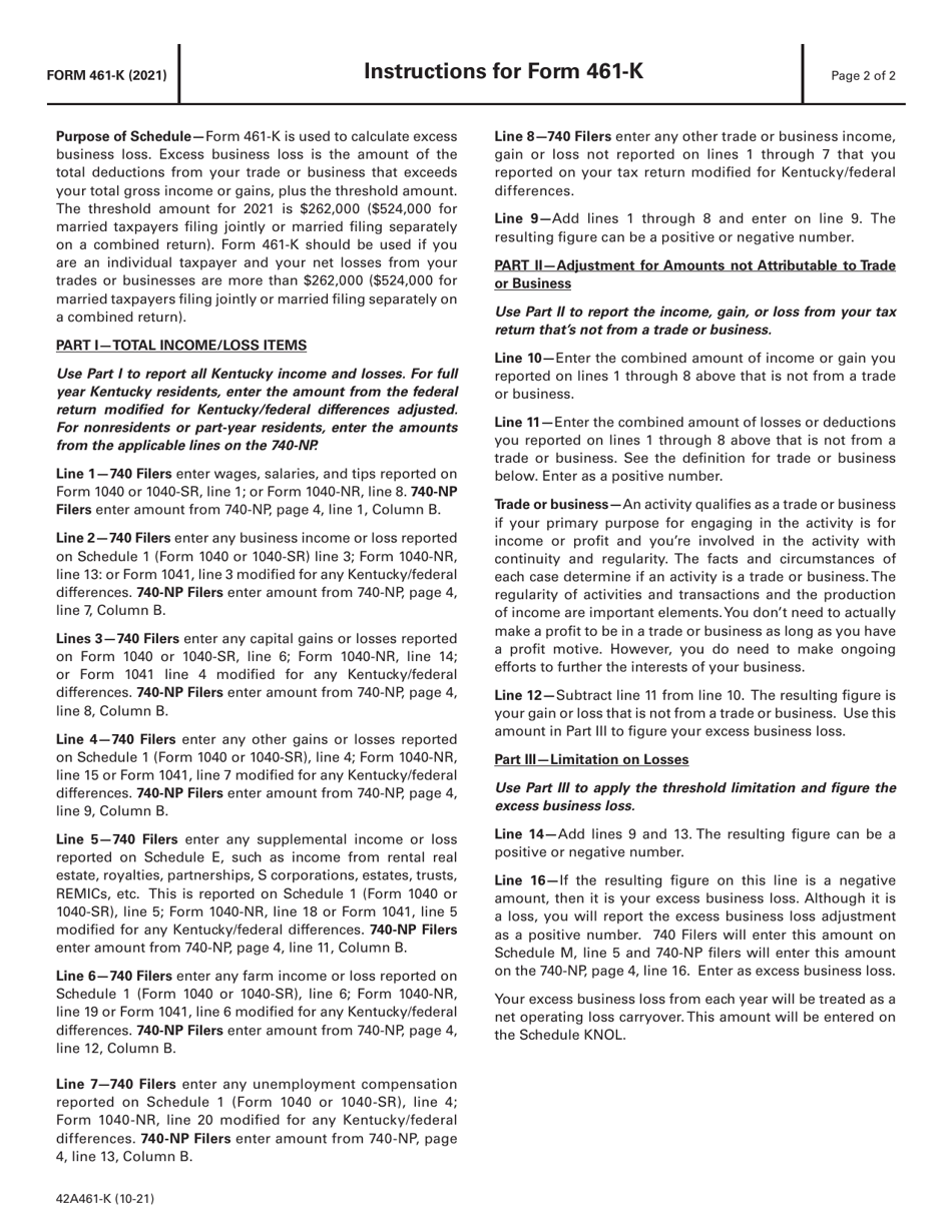 Form 461-K Kentucky Education Tuition Tax Credit - Kentucky, Page 2