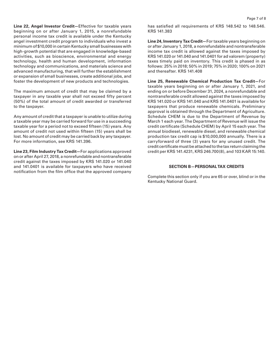 Schedule ITC Kentucky Individual Tax Credit Schedule - Kentucky, Page 7