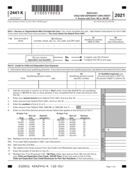 Form 2441-K Kentucky Child and Dependent Care Credit - Kentucky
