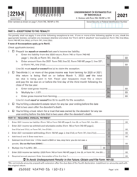Form 2210-K Underpayment of Estimated Tax by Individuals - Kentucky