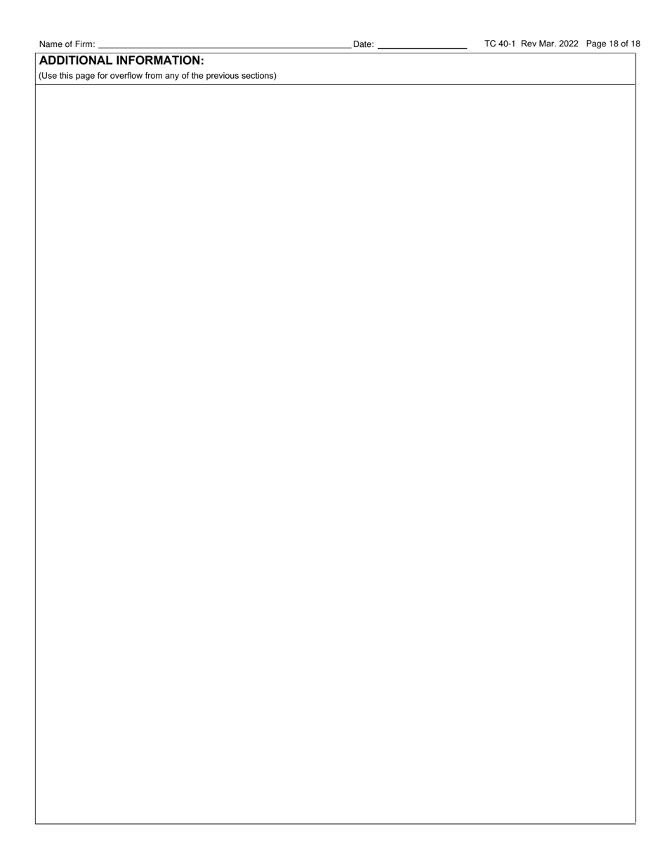 Form TC40-1 Consulting Engineer and Related Services Prequalification Application - Kentucky, Page 18