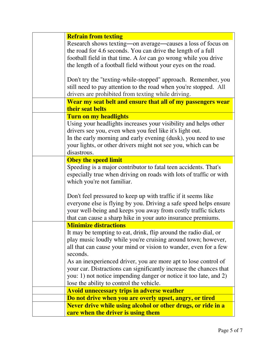 Form DPP-17 Readiness for Driving Agreement - Kentucky, Page 5