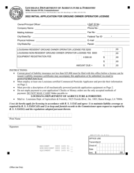 Form AES-07-04 Initial Application for Ground Owner Operator License - Louisiana